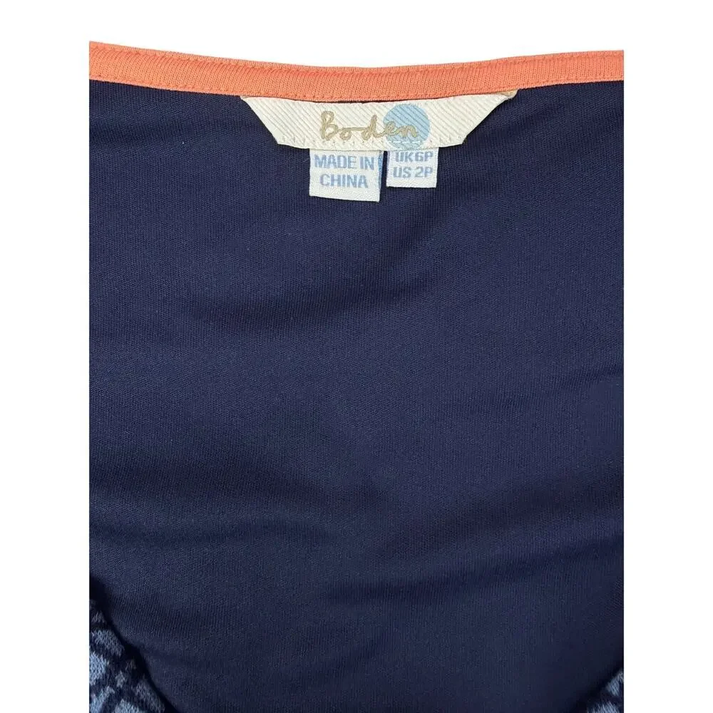 BODEN Floral Jacquard A-Line Dress Size 2 Petite Blue